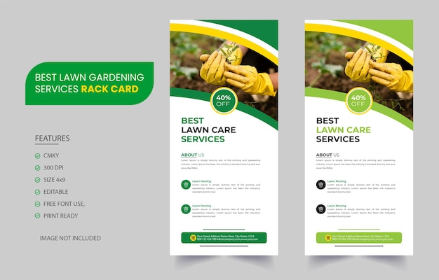 Lawn Mower Garden Service Rack Card or Dl Flyer Design Template Mowing Service Rack Card Template