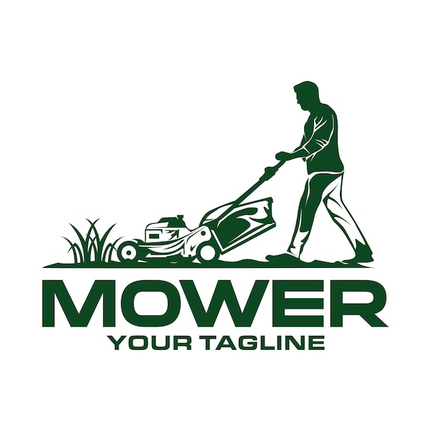 Vector lawn mower logo template lawn gardening logo design vector illustration