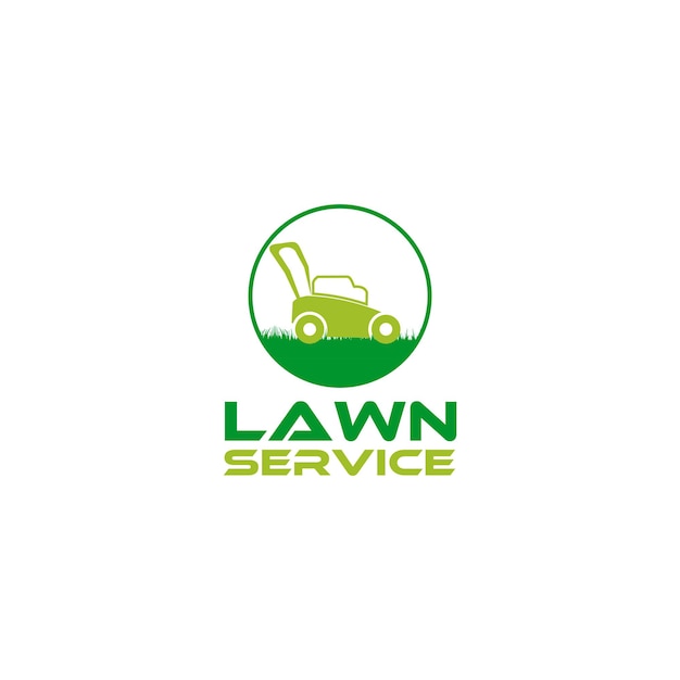 lawn service logo design vector