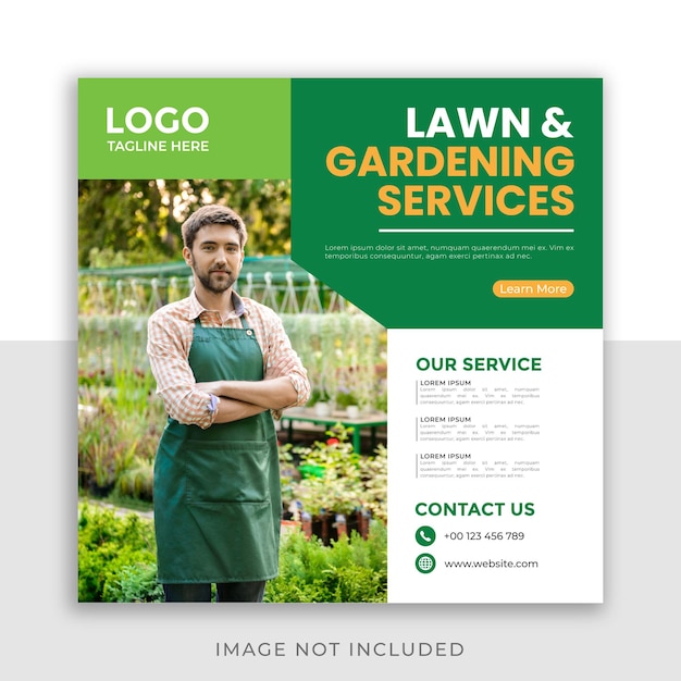 Lawn service promotion social media post template