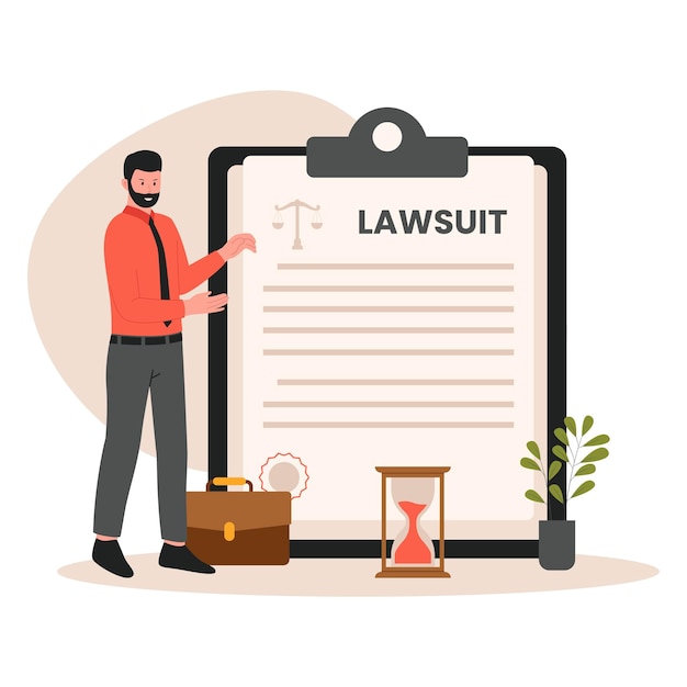 Vector lawsuit concept illustration