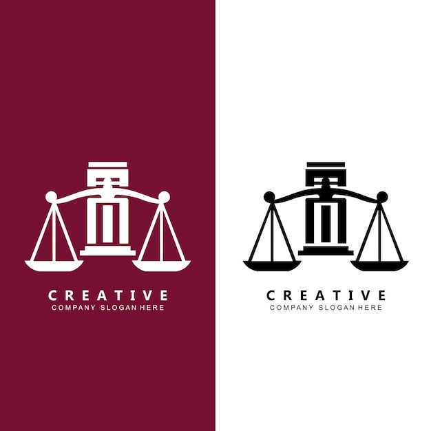 Illustrazione dell'icona del disegno vettoriale del logo della legge o dell'avvocato