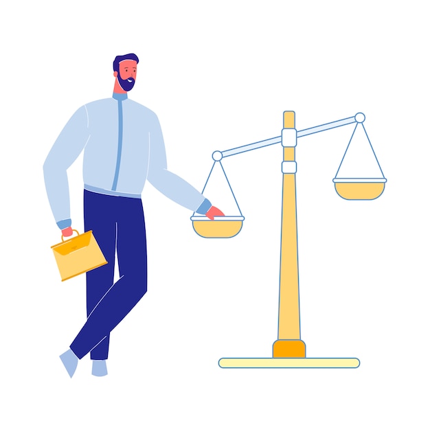 Vector lawyer with justice scales vector illustration