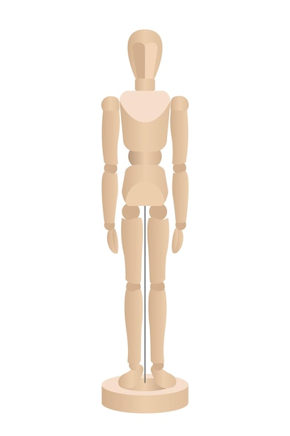 Lay Figure Houten Mannequin geïsoleerd op een witte achtergrond Basispositie Vectorillustratie