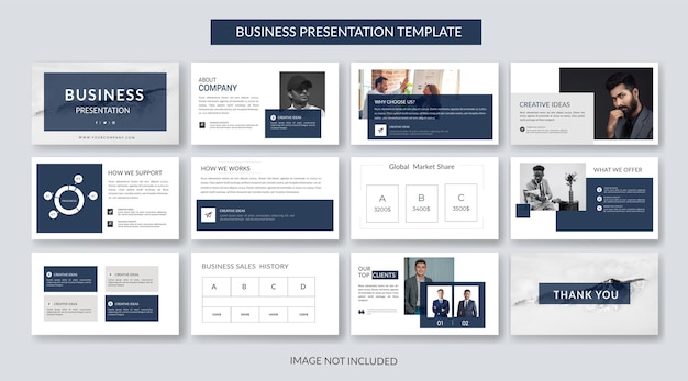 Lay-out van bedrijfspresentatiesjabloon voor jaarverslag of powerpoint