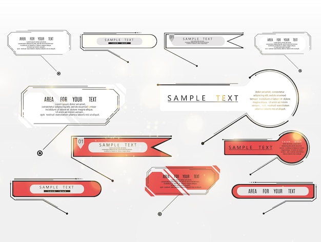 Lay-outelement voor web, brochure, infographic. Titels met digitale highlights op een transparante achtergrond