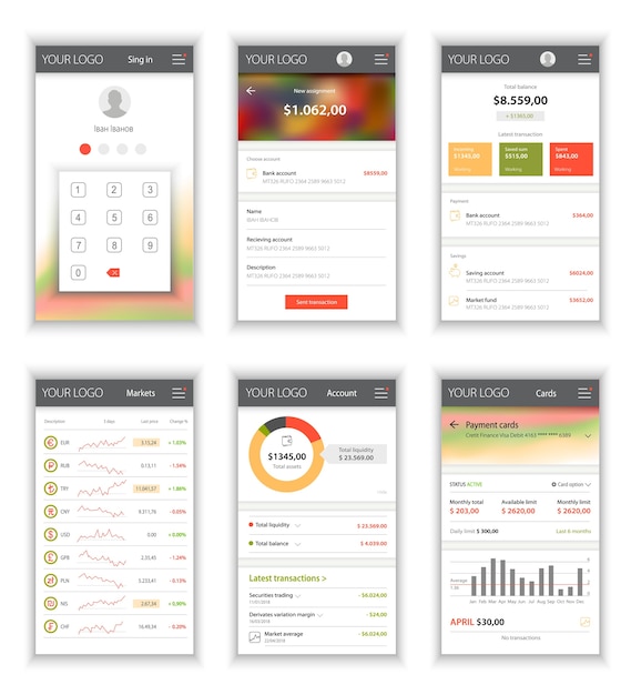 Lay-outsjabloon voor gebruikersinterface voor mobiele applicatie