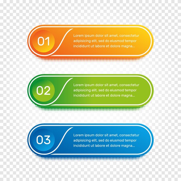 Lay-outworkflow Overzicht kleurrijk menu voor app-interface Nummeropties Webontwerp van knopelementen Infographics 1 2 3 vectorsjabloon Tekstillustratie
