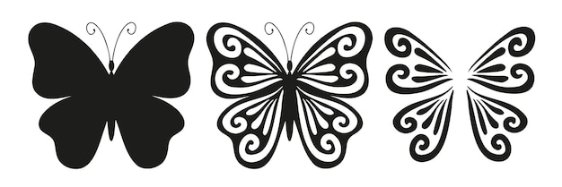 Layered Butterfly black set of silhouette exterior and interior