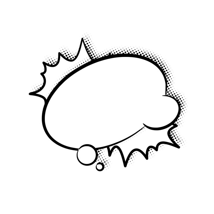 Layered Line Art Speech Bubbles with Halftone Shadows