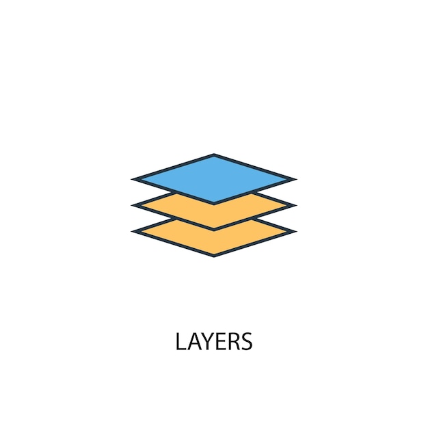 Layers concept 2 colored line icon simple yellow and blue element illustration layers concept outline symbol design