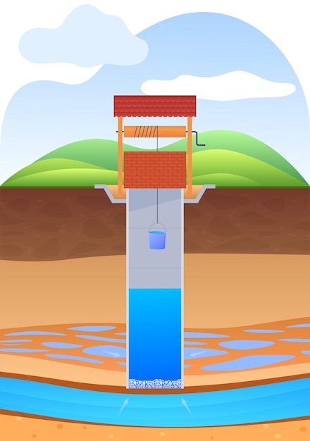 Vector layers of land with underground rivers