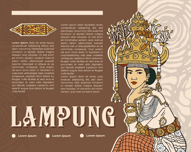 Lampung Sumatera의 인도네시아 결혼식 siger pepadun이 포함된 레이아웃 책