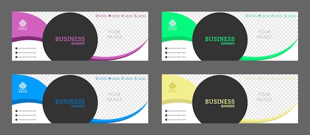 Layout for a business banner A set of colored horizontal templates with space for a photo illustration or corporate image Layout of the cover of a modern catalog brochure project or creative idea