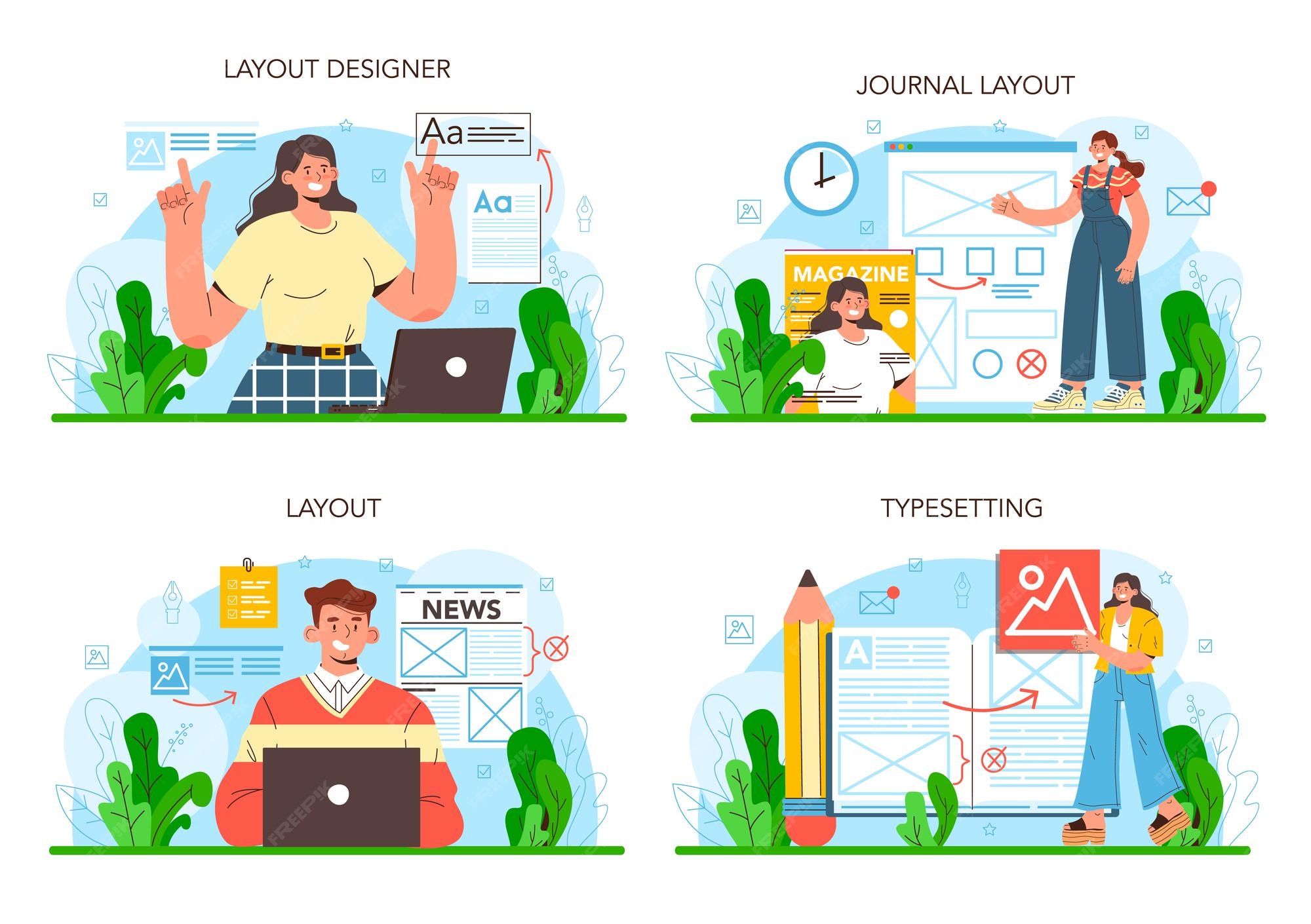 Premium Vector | Layout designer concept set magazine or newspaper