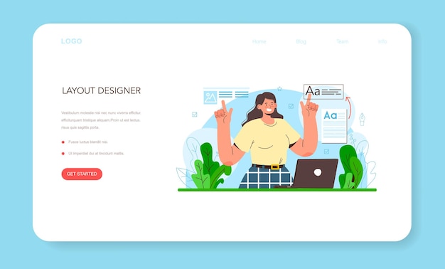 Layout designer web banner or landing page. magazine or newspaper