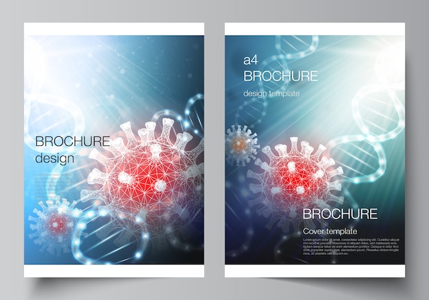 Макет a4 шаблонов фона коронавируса. вирусная концепция.