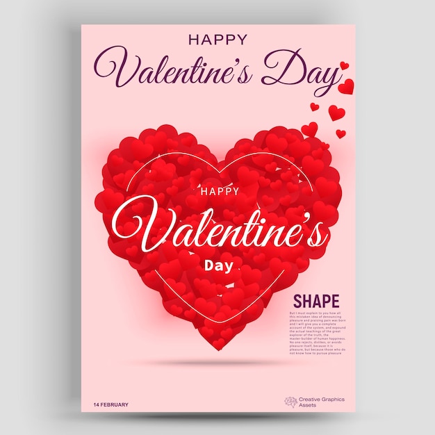 Vector layout poster for valentine's day celebration. poster with romantic design. ideal for wedding.