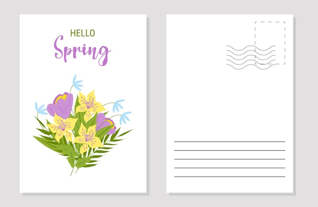 The layout of the spring postcard template