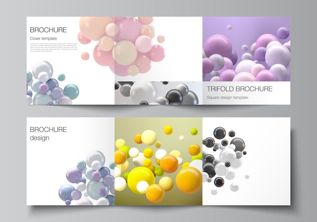 Layout of square covers templates for trifold brochure