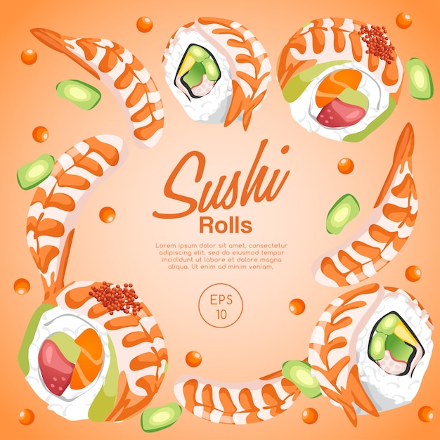 Modello di layout di involtini di sushi