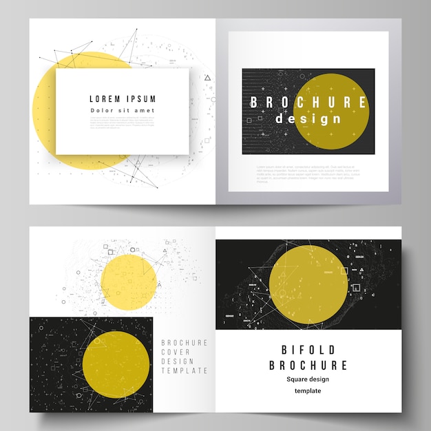 Layout of templates for square design bifold brochure