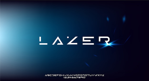 Lazer, абстрактный современный минималистский геометрический футуристический шрифт алфавита.