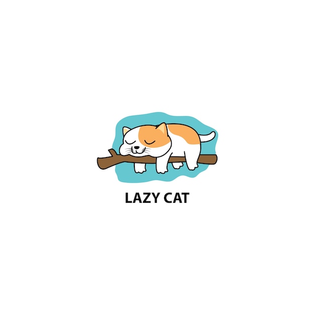 Lazy bear sleeping on a branch cartoon vector illustration