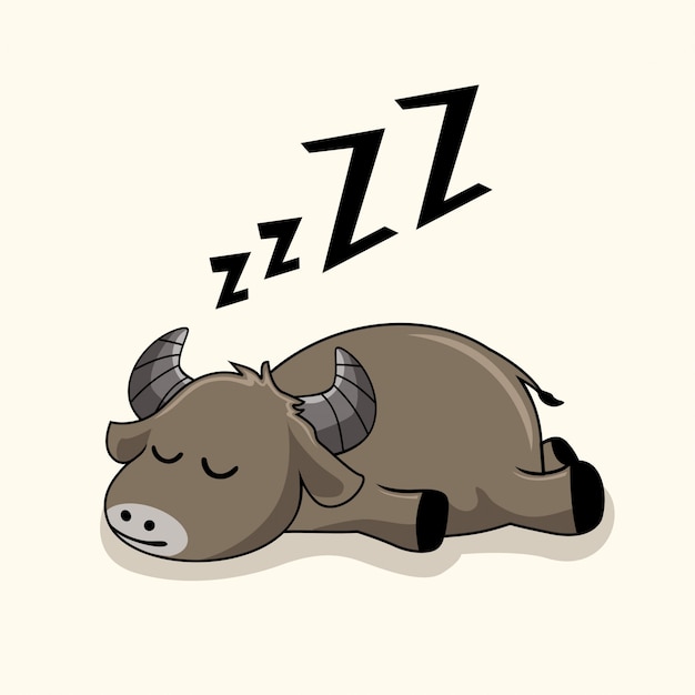 Lazy Buffalo Cartoon slaap dieren