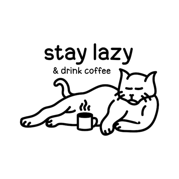 Lazy cat drink coffee