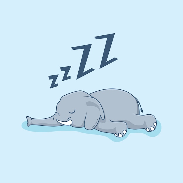 Vector lazy elephant cartoon animals sleep