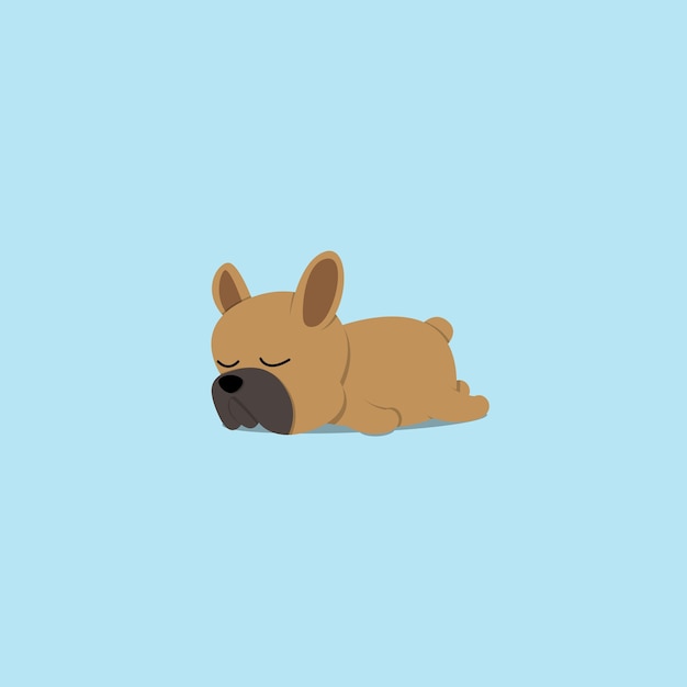 Vector lazy french bulldog puppy sleeping flat icon design