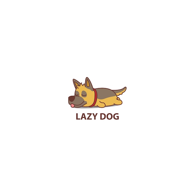 Lazy german shepherd dog sleeping cartoon icon