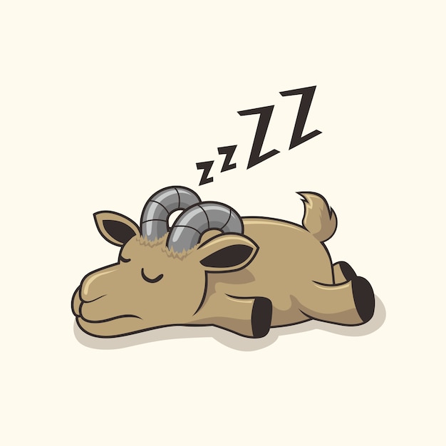 Vector lazy goat sleep cartoon animals