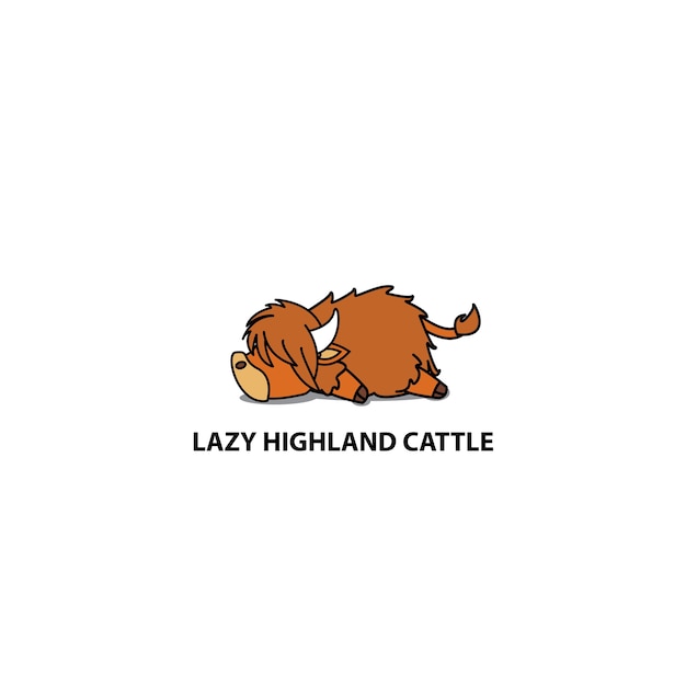 Lazy highland cattle sleeping icon