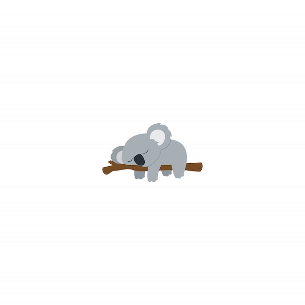 Lazy koala sleeping on a branch flat design