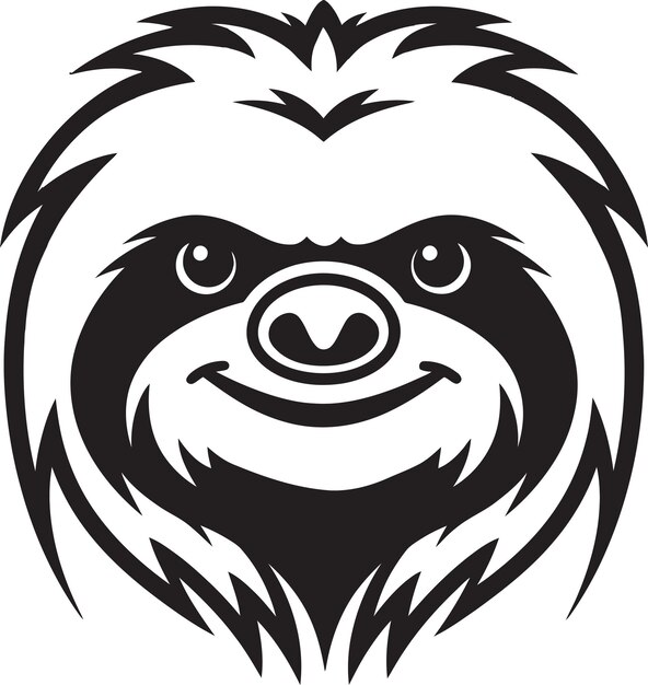 Vector lazy languor logo tranquil sloth mastery black beauty in canopy zenful charm