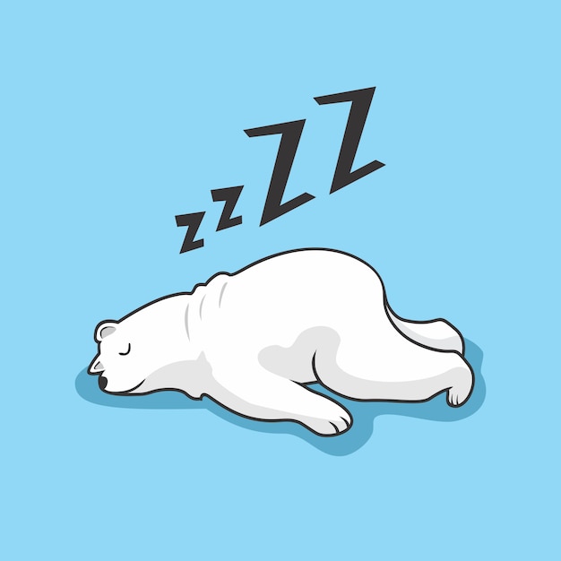 Lazy polar bear cartoon animal sleeping