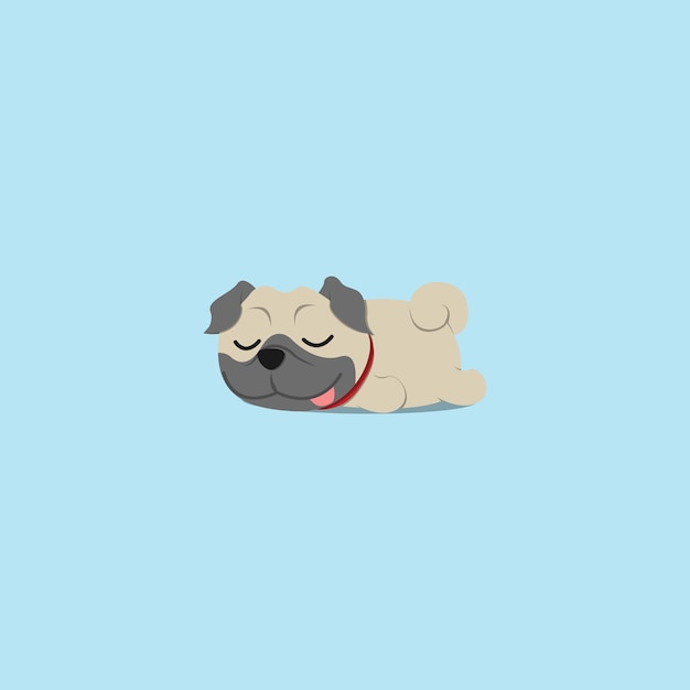 Lazy pug puppy sleeping flat icon design
