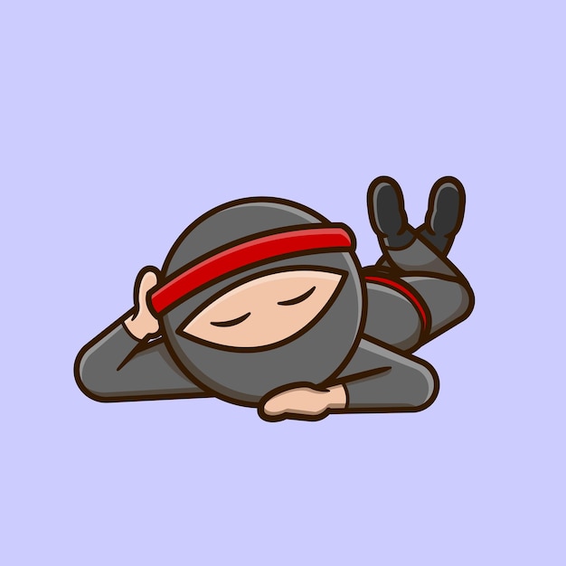 Vector lazy and sleepy ninja in vector cartoon