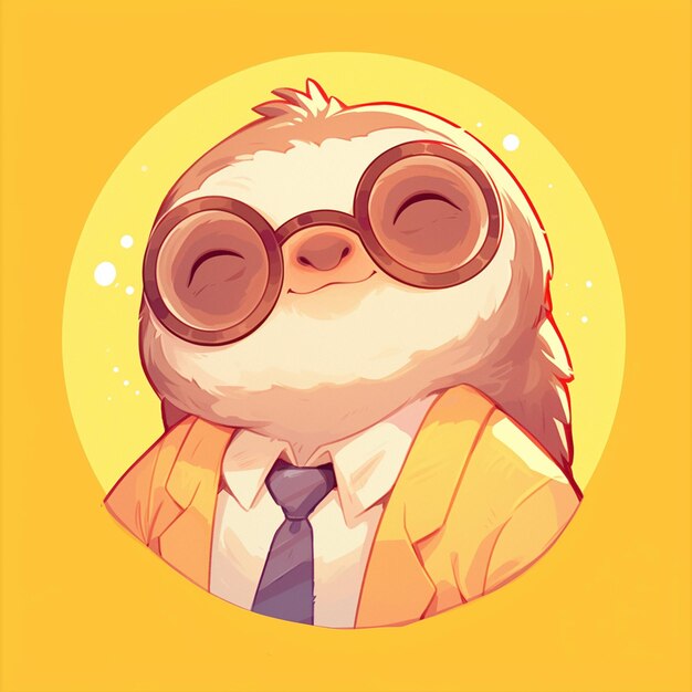 Vector a lazy sloth accountant cartoon style