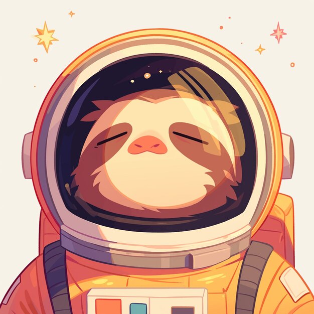 Vector a lazy sloth astronaut cartoon style