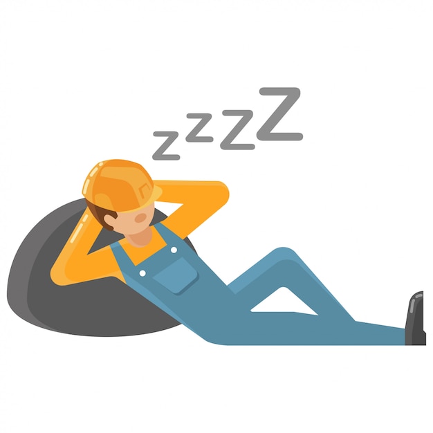 Lazy worker vector illustration