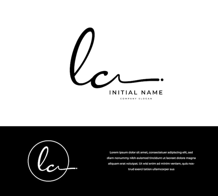 Vector lc lc 頭文字手書きと署名ロゴ