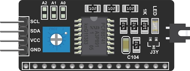 ベクトル lcdディスプレイからi2cへのコンバーター