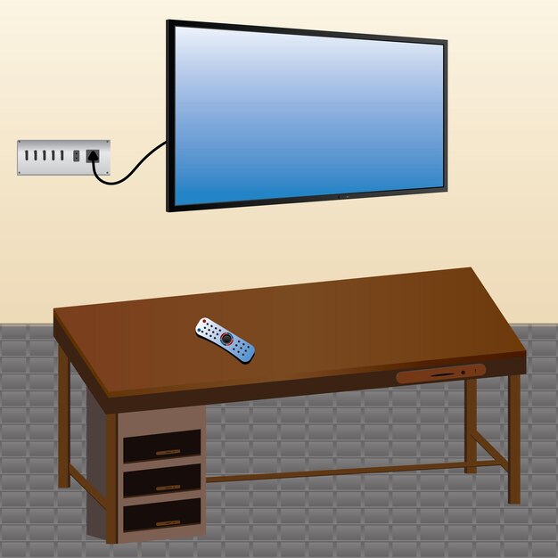 LCD Flat TV screen LED Flat TV screen on table Realistic TV screen Blank television template