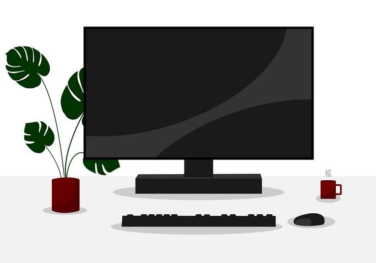 Vector lcd monitor with screen vector illustration