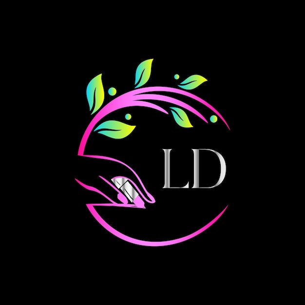 LD Monograms logo nails, Luxury Cosmetics Spa Beauty vector template
