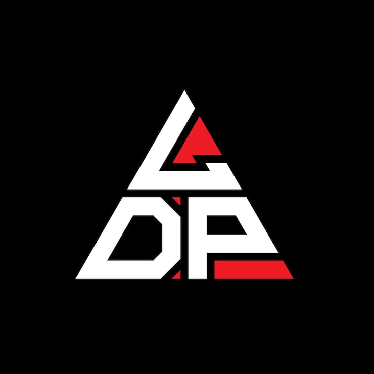 Vector ldp triangle letter logo design with triangle shape ldp triangle logo design monogram ldp triangle vector logo template with red color ldp triangular logo simple elegant and luxurious logo