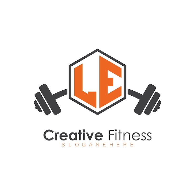 Vector le initial monogram for fitness logo with polygon style design